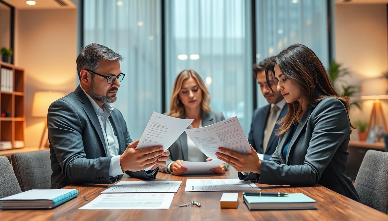 Family reviewing legal documents